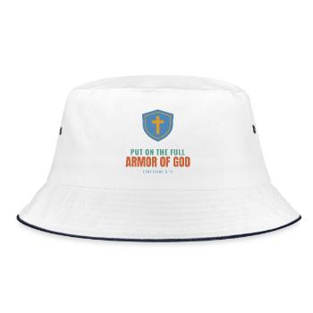 Put On The Full Armor Of God – Ephesians 6:11 - Bucket Hat - Weiß/Navy - Vorne
