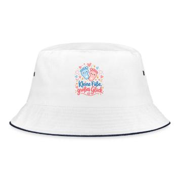 Kleine Füße, großes Glück - Bucket Hat - Weiß/Navy - Vorne