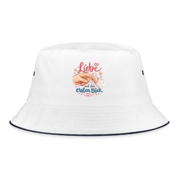 Liebe auf den ersten Blick - Bucket Hat - Weiß/Navy - Vorne