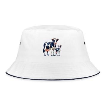 Holstein und Kälber Kuh - Bucket Hat - Weiß/Navy - Vorne