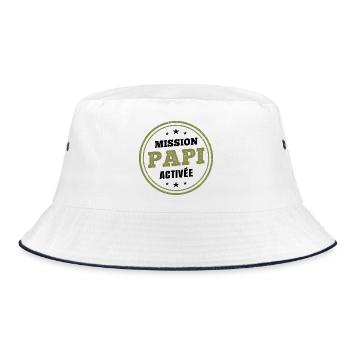 Opa Mission aktiviert | Humoristi Schwangerschaftsdurchsage - Bucket Hat - Weiß/Navy - Vorne