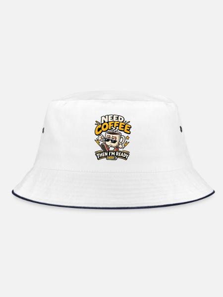 Kaffee Energie - Bucket Hat - Weiß/Navy