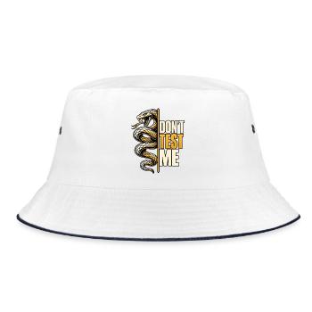 Don't Test Me – Schlangen Statement - Bucket Hat - Weiß/Navy - Vorne