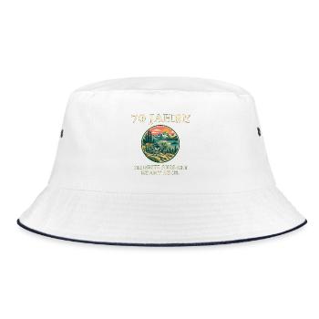70 Jahre Aussicht kommt noch - Bucket Hat - Weiß/Navy - Vorne
