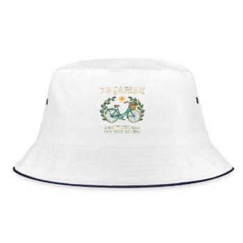 70 Jahre Fahrrad Tagesplan - Bucket Hat - Weiß/Navy - Vorne