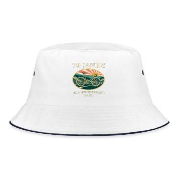 70 Jahre Lieblingsgang: Fahrrad-Retro - Bucket Hat - Weiß/Navy - Vorne