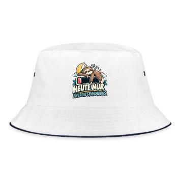 Energiesparmodus Faultier für Gamer Geschenkidee - Bucket Hat - Weiß/Navy - Vorne