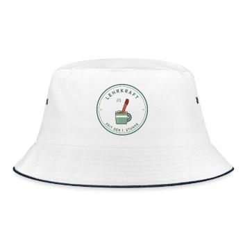 Kaffee & Rotstift Retro für Lehrer und Lehrerinnen - Bucket Hat - Weiß/Navy - Vorne