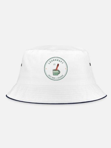 Kaffee & Rotstift Retro für Lehrer und Lehrerinnen - Bucket Hat - Weiß/Navy