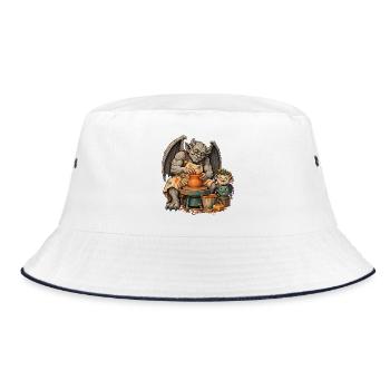 Gargoyle töpfert an der Drehscheibe - Bucket Hat - Weiß/Navy - Vorne