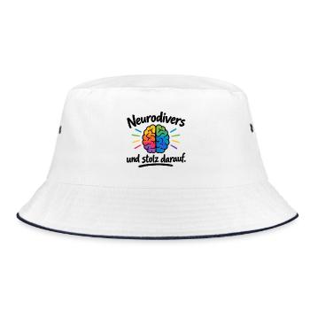Neurodiversität strahlt bunt - Bucket Hat - Weiß/Navy - Vorne
