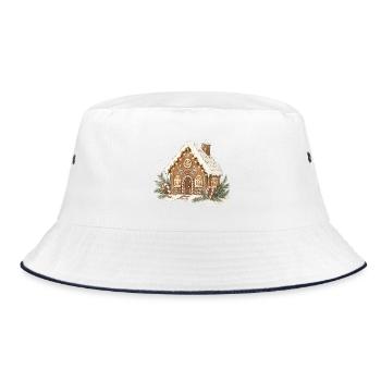 Klassisches Aquarell-Lebkuchenhaus - Bucket Hat - Weiß/Navy - Vorne