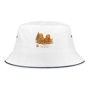Aquarell Lebkuchen-Familienweihnachten - Bucket Hat - Weiß/Navy - Vorne