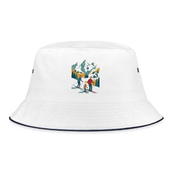 Bergabenteuer Familie auf Skiern - Bucket Hat - Weiß/Navy - Vorne
