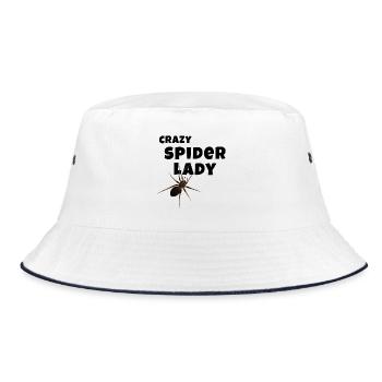 Crazy Spider Lady - Spinnen Liebhaberin - Bucket Hat - Weiß/Navy - Vorne