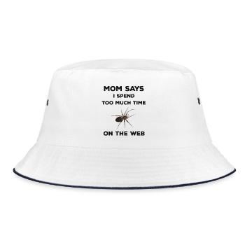 Mom says I spend too much time on the web - Spinne - Bucket Hat - Weiß/Navy - Vorne