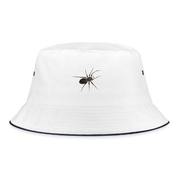 Realistische Spinne - Halloween Kostüm Motiv - Bucket Hat - Weiß/Navy - Vorne