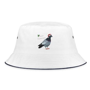 Merry Christmas Taube - Mit Weihnachtsmütze - Bucket Hat - Weiß/Navy - Vorne