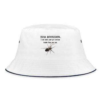 Dear Boyfriends - Spinne lässt Freundin schreien - Bucket Hat - Weiß/Navy - Vorne