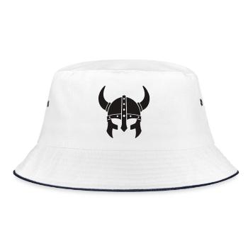 Horned Viking Helmet Silhouette - Bucket Hat - Weiß/Navy - Vorne