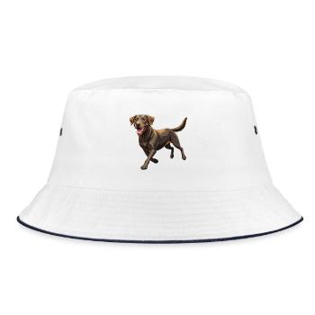 Labrador Retriever Hundelauf - Bucket Hat - Weiß/Navy - Vorne