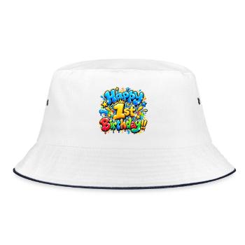 Herzlichen Glückwunsch zum ersten Geburtstag Graffiti: Little Street Legend! - Bucket Hat - Weiß/Navy - Vorne