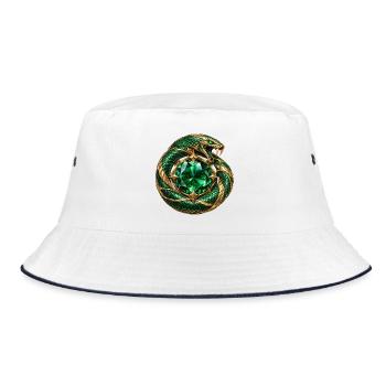 Smaragdgrüner Ouroboros - Bucket Hat - Weiß/Navy - Vorne