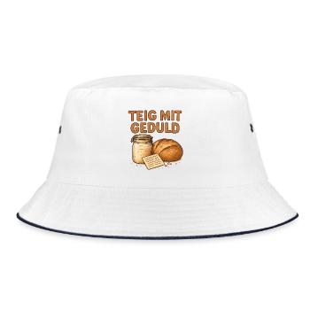 Geschenk für Sauerteig-Anfänger mit Backlust - Bucket Hat - Weiß/Navy - Vorne