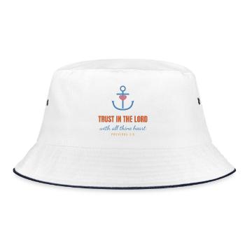 Trust In The Lord – Proverbs 3:5 Christian - Bucket Hat - Weiß/Navy - Vorne