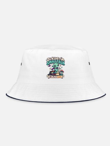 Zu klug für Smalltalk Snack Edition - Bucket Hat - Weiß/Navy