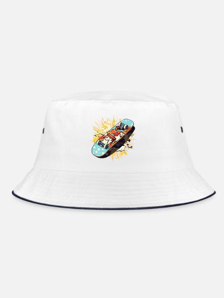 Skateboard Graffiti - Bucket Hat - Weiß/Navy