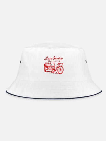Lazy Sunday Gravel Club Emblem - Bucket Hat - Weiß/Navy