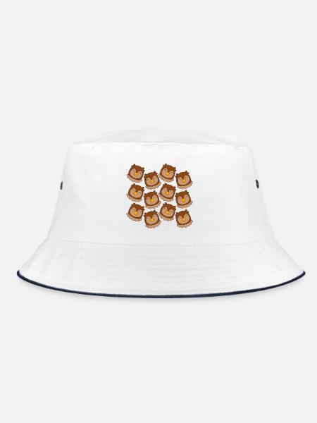Cartoon-Eulenkopf - Bucket Hat - Weiß/Navy