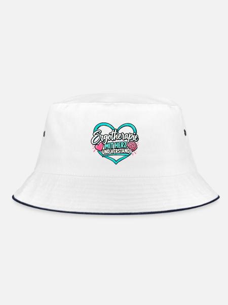 Ergotherapie mit Herz - Bucket Hat - Weiß/Navy