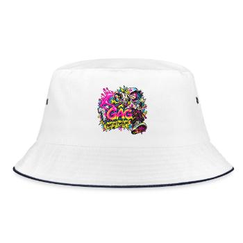 Street Art & Graffiti × Wortspiele - Bucket Hat - Weiß/Navy - Vorne