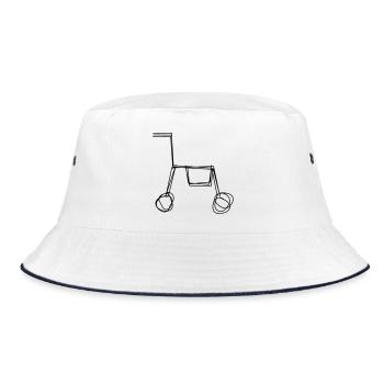 Rollator handgezeichnet - Bucket Hat - Weiß/Navy - Vorne