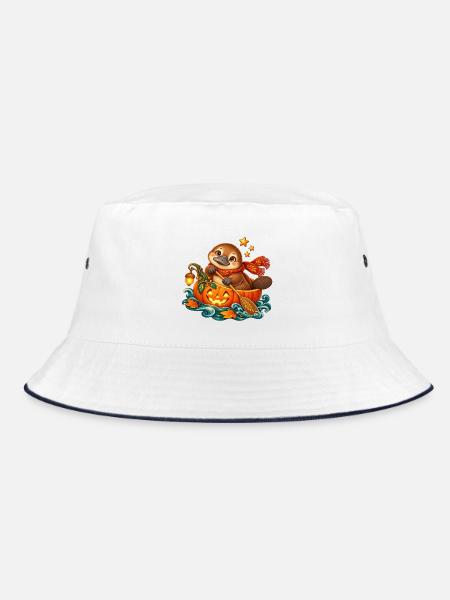 Schnabeltier im Halloween-Kürbis - Bucket Hat - Weiß/Navy