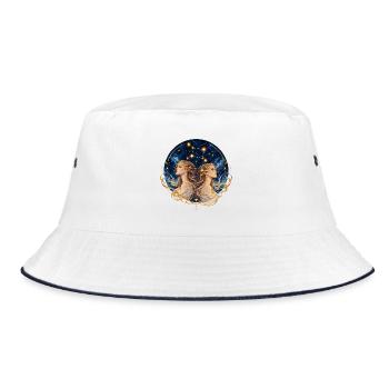 Sternzeichen Zwillinge – Gemini im Sternenhimmel - Bucket Hat - Weiß/Navy - Vorne