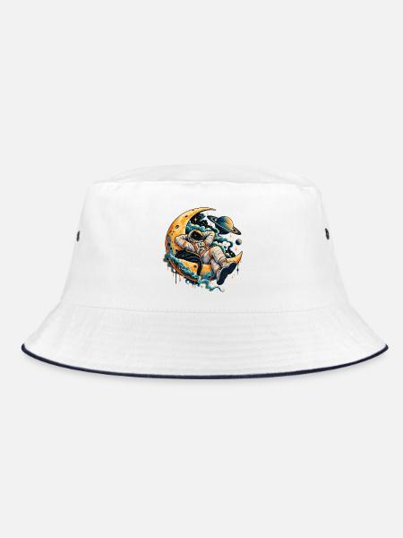 Mondkatzen-Traumlandschaft - Bucket Hat - Weiß/Navy