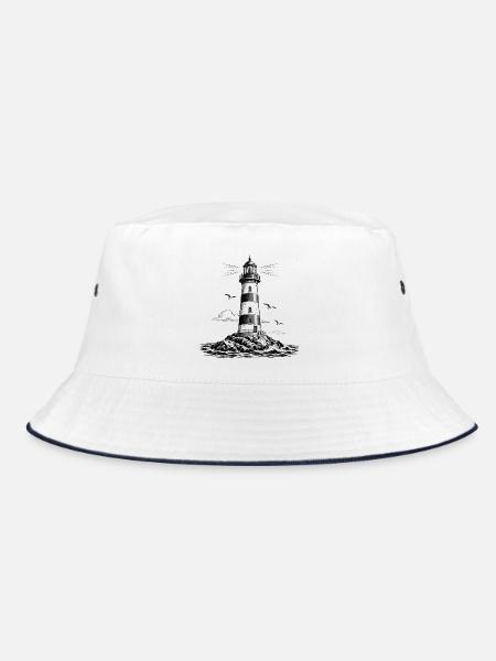 Lighthouse of Hope – Leuchtturm & Küstenliebe - Bucket Hat - Weiß/Navy