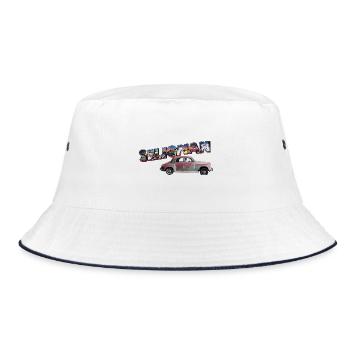 Old car in Seligman in Arizona, US Road 66 - Bucket Hat - white/navy - Front