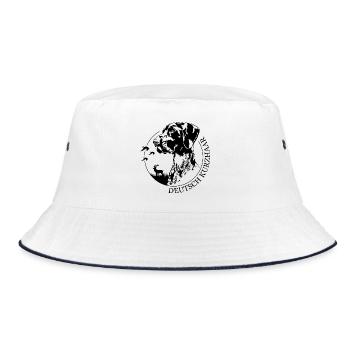 DEUTSCH KURZHAAR Jagdhunde Portait Hund Wilsigns - Bucket Hat - Weiß/Navy - Vorne