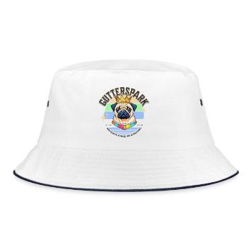 Gutterspark Design Mops - Bucket Hat - Weiß/Navy - Vorne