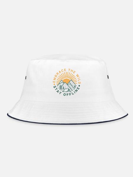 Embrace The Wild Stay Offline - Bucket Hat - white/navy - Front