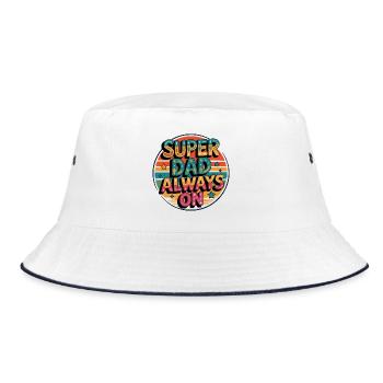 Super Dad Mode Super Papa Modus immer an - Bucket Hat - Weiß/Navy - Vorne