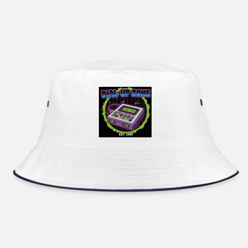 Retro Digital Phone Zone Illustration Bucket Hat