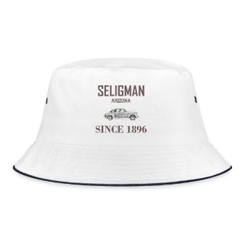 Seligman since 1896, Arizona, road 66 USA, fahren - Bucket Hat - Weiß/Navy - Vorne