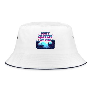 Don't Glitch my Vibe - Retro Gaming Abenteuer - Bucket Hat - Weiß/Navy - Vorne