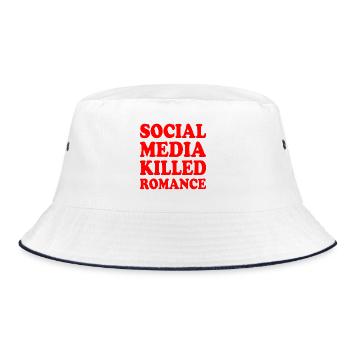 social media killed romance - Bucket Hat - Weiß/Navy - Vorne
