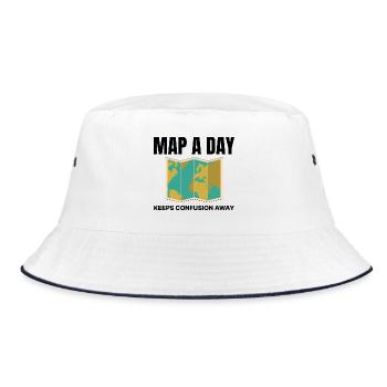 Weltkarte GIS Kartographie Erdgeographie - Bucket Hat - Weiß/Navy - Vorne
